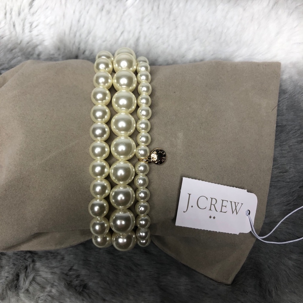 J. Crew Factory Pearl Three Strand Bracelet